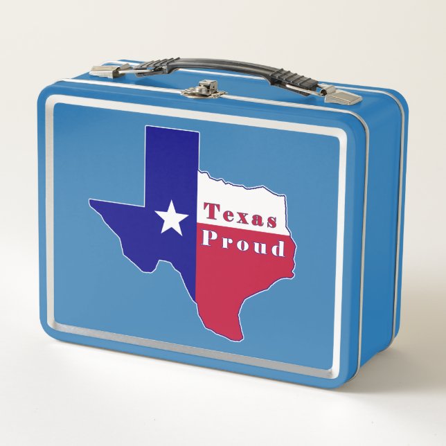 Texas Proud Flag Map Metal Lunch Box (Front)