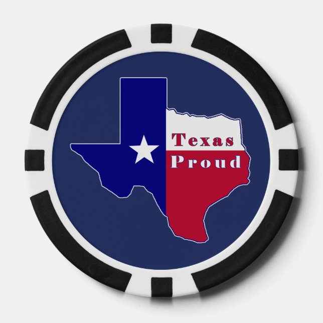 Texas Proud Flag Map Poker Chips (Front)