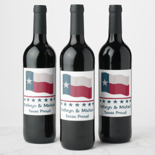 Texas Proud Long Star Flag Name Personalised Wine Label