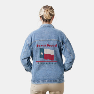 Texas Proud Long Star State Waving Flag Denim Jacket