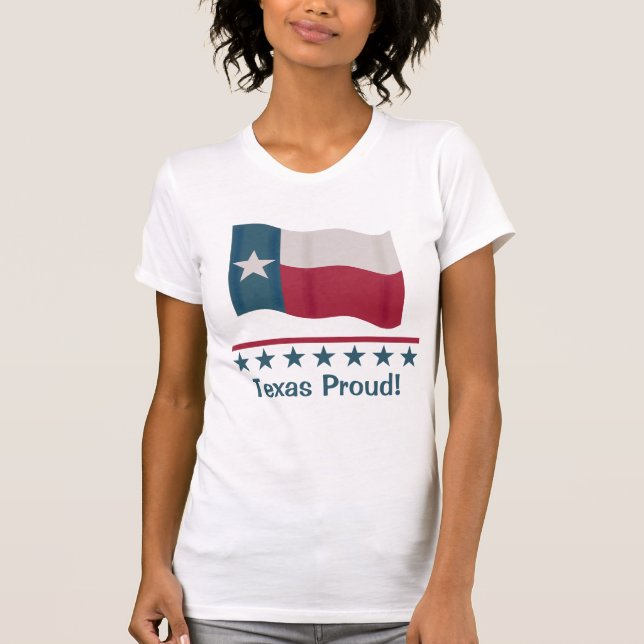 Texas Proud Waving Long Star Texan Flag T-Shirt (Front)
