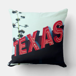 Texas Red Neon Lights USA America Cushion