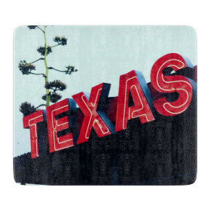 Texas Red Neon Lights USA America Cutting Board