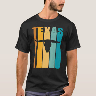 Texas Retro Picture Cool Silhouette Longhorn Cow S T-Shirt