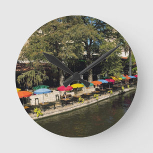 Texas, Riverwalk, dining on river's edge Round Clock