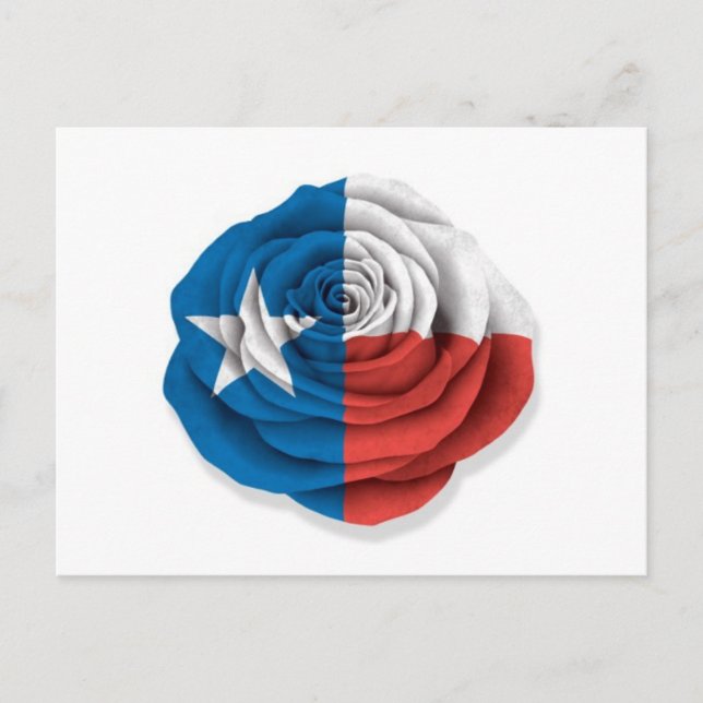 Texas Rose Flag on White Postcard (Front)