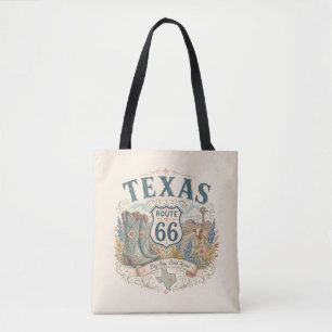 Texas Route 66 Cowgirl Road Trip Western Style Tote Bag