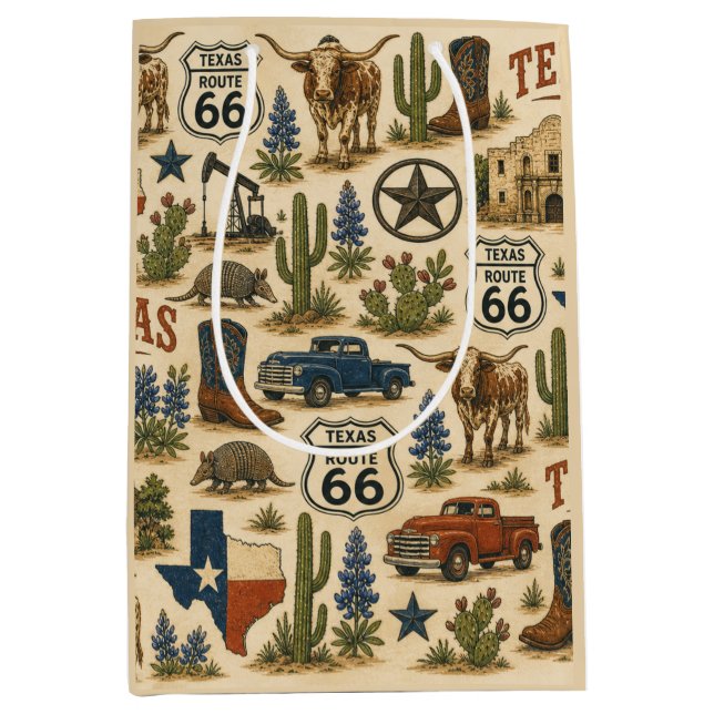 Texas Route 66 Gift Rodeo Medium Gift Bag (Front)