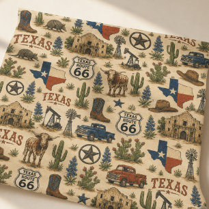 Texas Route 66 Lone Star Gift Wrapping Paper Sheet