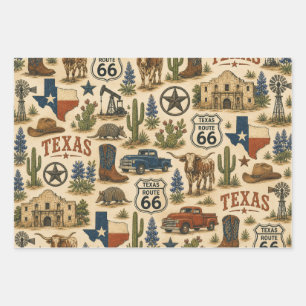 Texas Route 66 Lone Star Gift Wrapping Paper Sheet