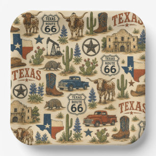 Texas Route 66 Party Ranch Paper Plate