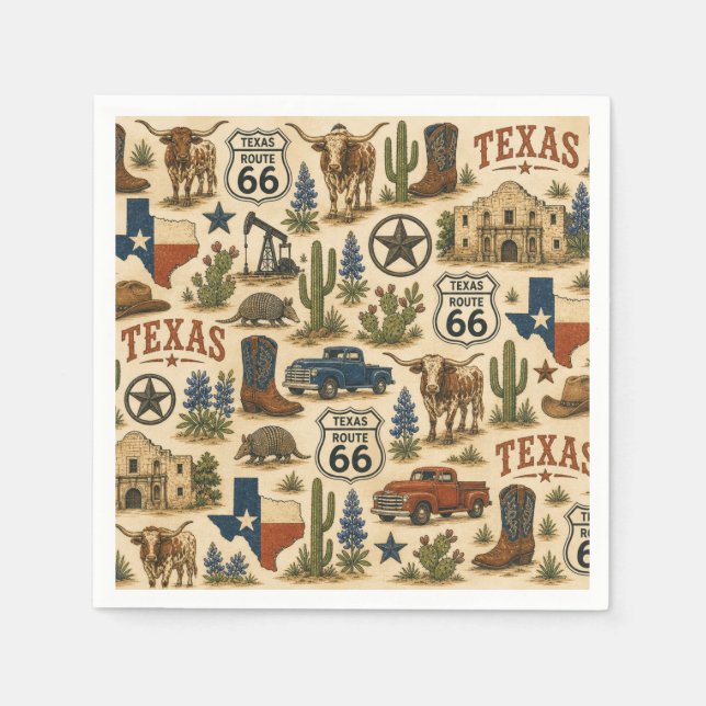 Texas Route 66 Ranch Table Napkin (Front)
