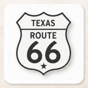 Texas Route 66 Retro White Shield Coaster
