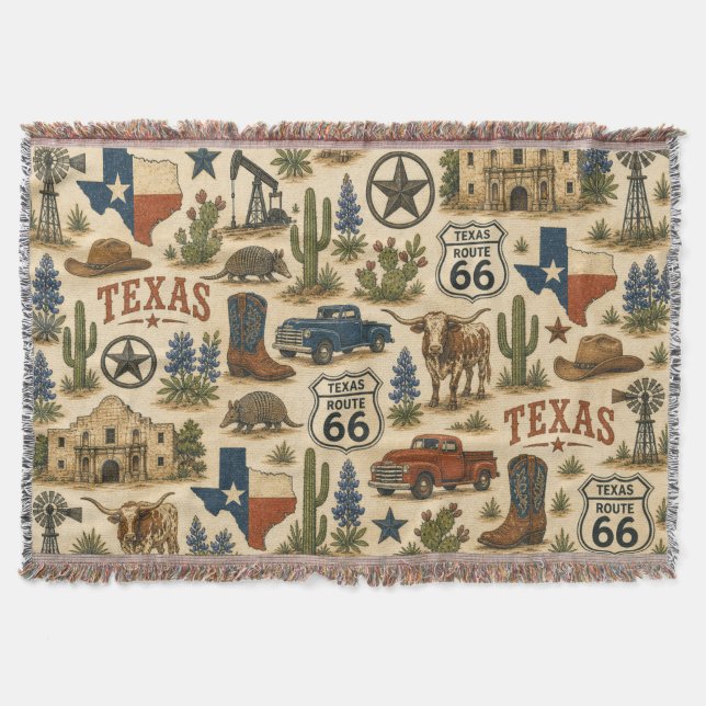 Texas Route 66 Trailside Comfort Throw Blanket (Front)
