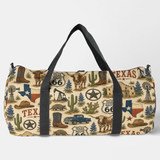Texas Route 66 Weekend Rodeo Duffle Bag (Front)