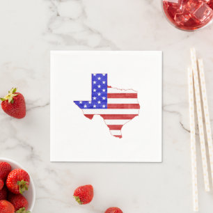 Texas Shaped American Flag Patriotic Paper Party Napkin