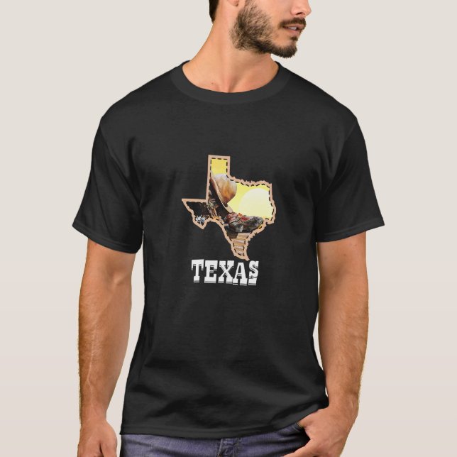 Texas Shaped Desert Scenery Us State T-Shirt (Front)