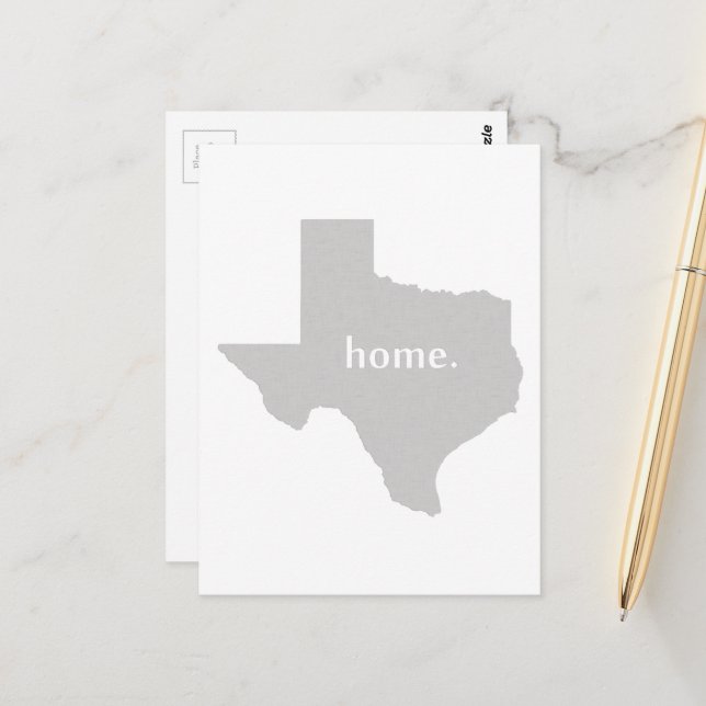 Texas Shaped Grey Home Texian Grey Texan Lone Star Postcard (Front/Back In Situ)