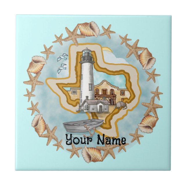 Texas Shells Lighthouse  Tile (Front)