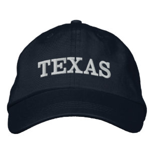 Texas Simple Word Navy Blue White or Custom Colour Embroidered Hat
