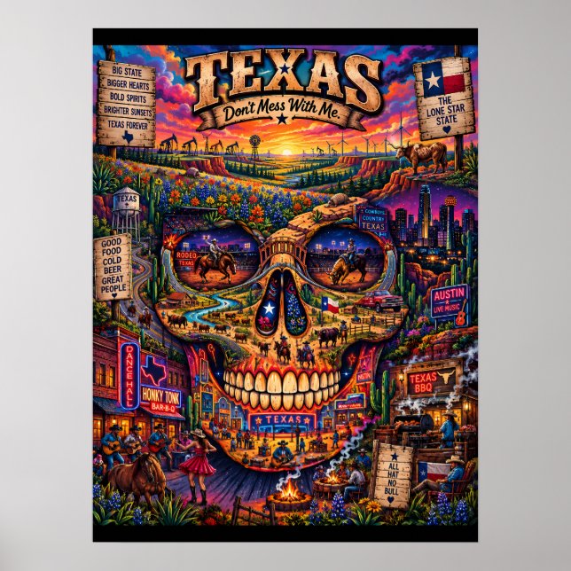 Texas Skull Art Print | State of Mind (Front)