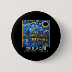 Texas Skyline Artistic Total Solar Eclipse 2024 6 Cm Round Badge