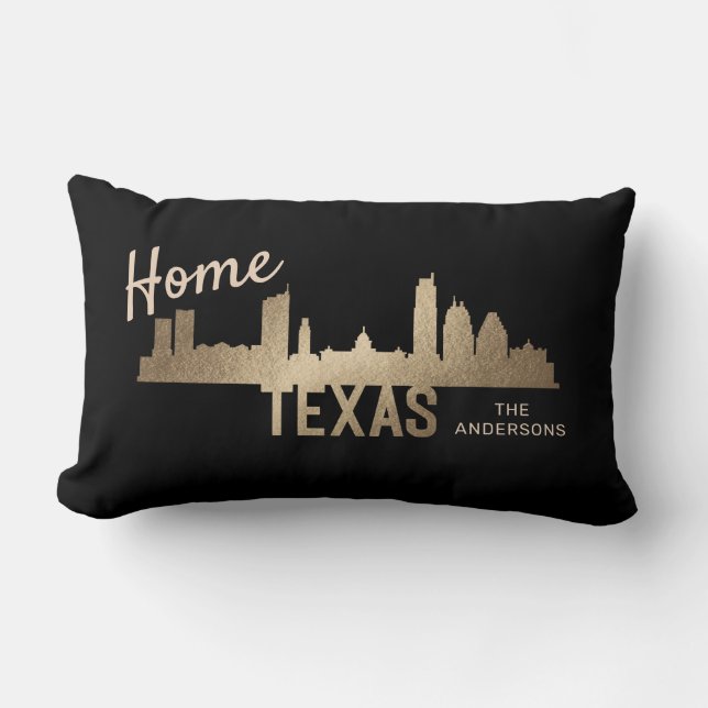 texas skyline gold family home lumbar cushion (Front)