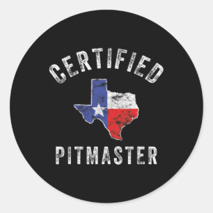 Texas Smoked Meat Bbq Pitmaster Grilling Retro Vin Classic Round Sticker