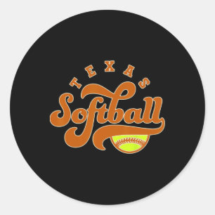 Texas Softll Vintage Mens Kids Team Retro Softll F Classic Round Sticker