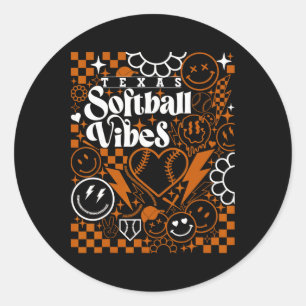 Texas Softll Vintage Mens Kids Team Retro Softll F Classic Round Sticker