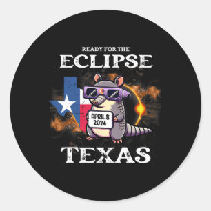 Texas Solar Eclipse 2024 April 8 Funny Armadillo F Classic Round Sticker