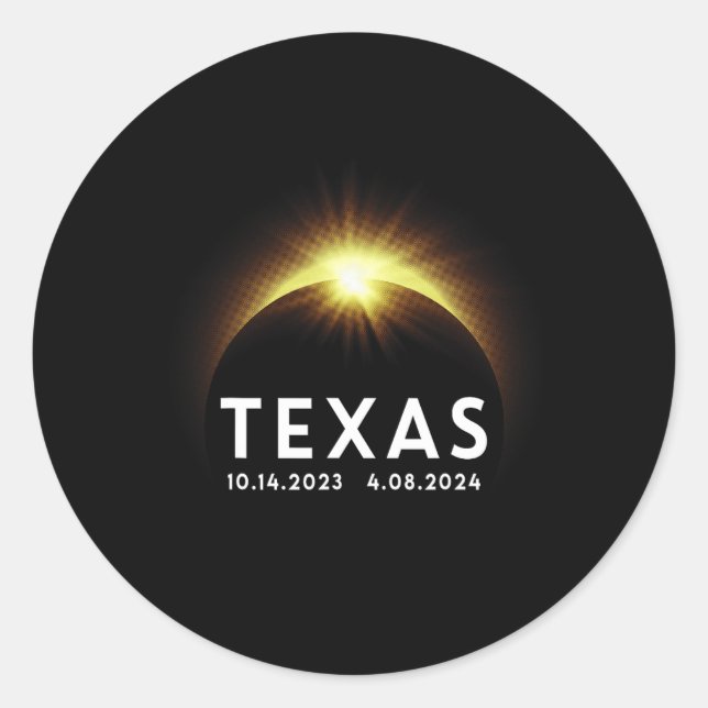 Texas Solar Eclipse Annular 2023 Totality April 20 Classic Round Sticker (Front)