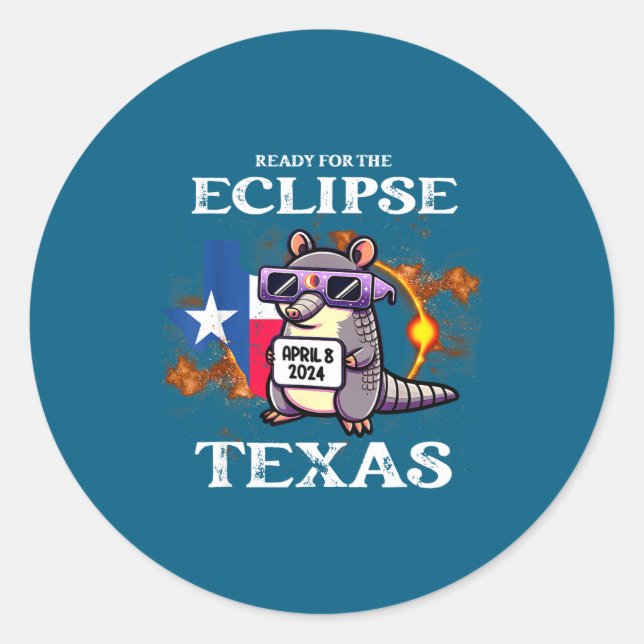 Texas Solar Eclipse April 8 Classic Round Sticker (Front)
