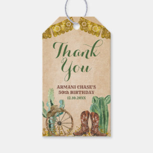 Texas South Western Cowboy Birthday Thank You Gift Tags