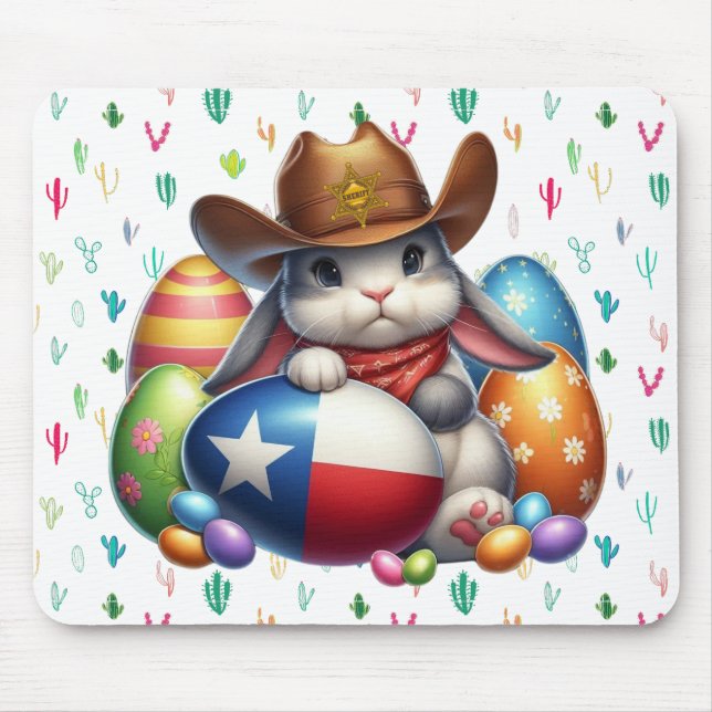 Texas/southwestern Easter bunny sheriff Mouse Pad (Front)