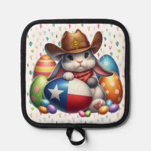 Texas/southwestern Easter bunny sheriff Pot Holder