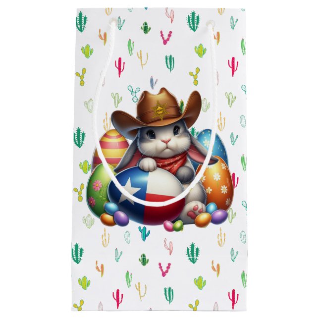 Texas/southwestern Easter bunny sheriff Small Gift Bag (Front)