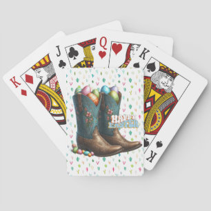 Texas/southwestern Easter egg boots Playing Cards