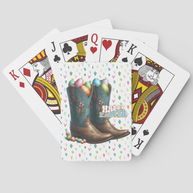 Texas/southwestern Easter egg boots  Playing Cards (Back)