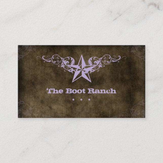 Texas Star Business Card Brown Suede Mauve (Front)