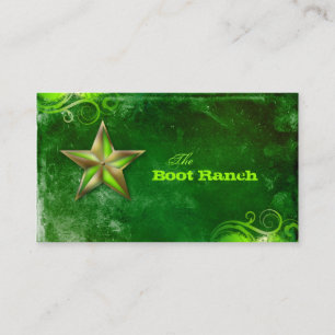 Texas Star Business Card Flourescent Green Gold