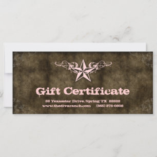 Texas Star Gift Certificate Hot Baby Pink Brown