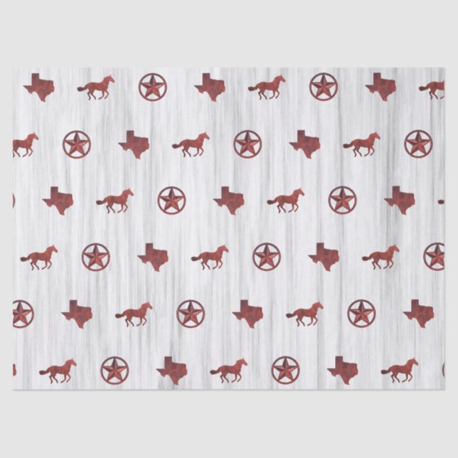 Texas, Star & Horse Pattern Tissue Paper (Front)