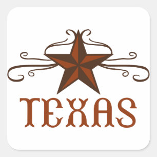 Texas Star Scroll Square Sticker