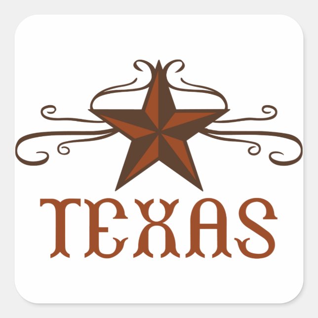 Texas Star Scroll Square Sticker (Front)