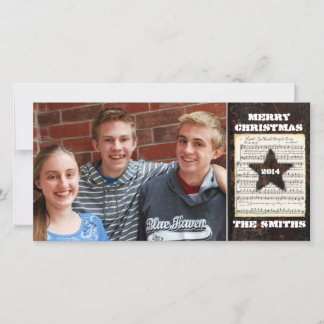 Texas Star Vintage Leather Christmas Music Photo Holiday Card