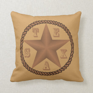 Texas Star With Rope And Text Pillow ANY COLOR