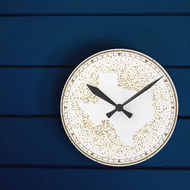 Texas Stars State Shape Cutout Round Clock (Creator Uploaded)