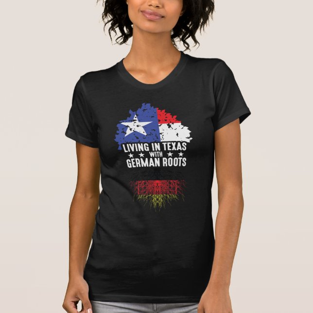 Texas State Ancestry Germany Flag German Root Tree T-Shirt (Front)