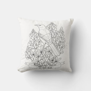 Texas State Bird & Flower Colouring Page Cushion